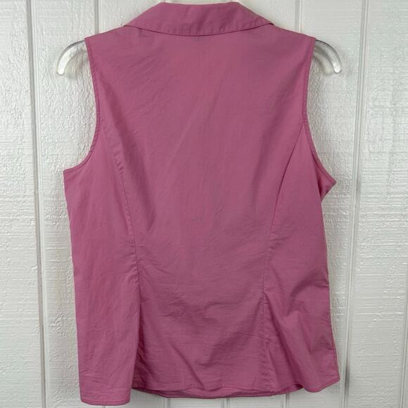 Talbots Women Sleeveless Wrap Blouse Top Pink Summer Preppy Office Size 12P - Picture 5 of 6